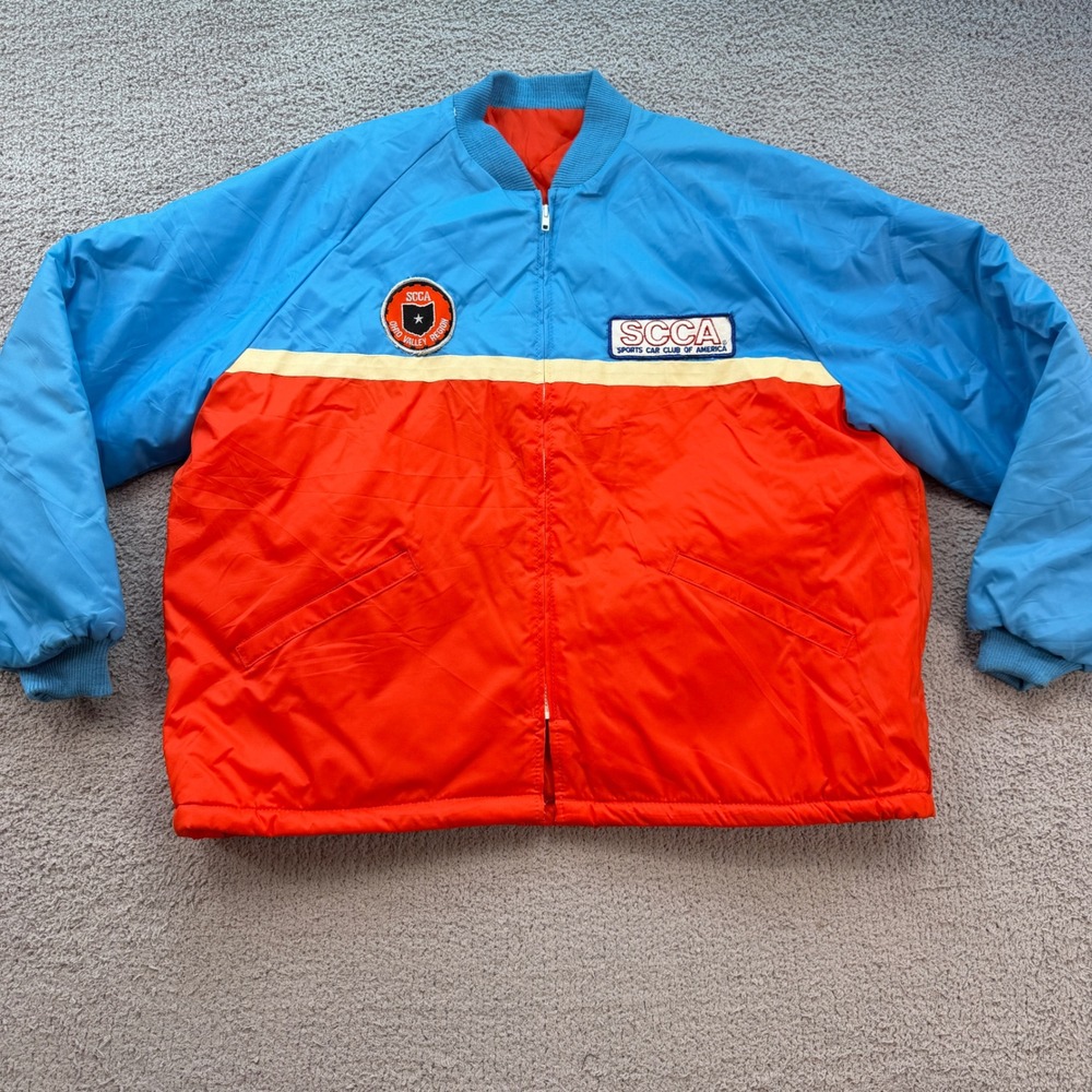 Vintage SCCA Sports Car Club of America Racing Jacket Blue Orange Mens XL